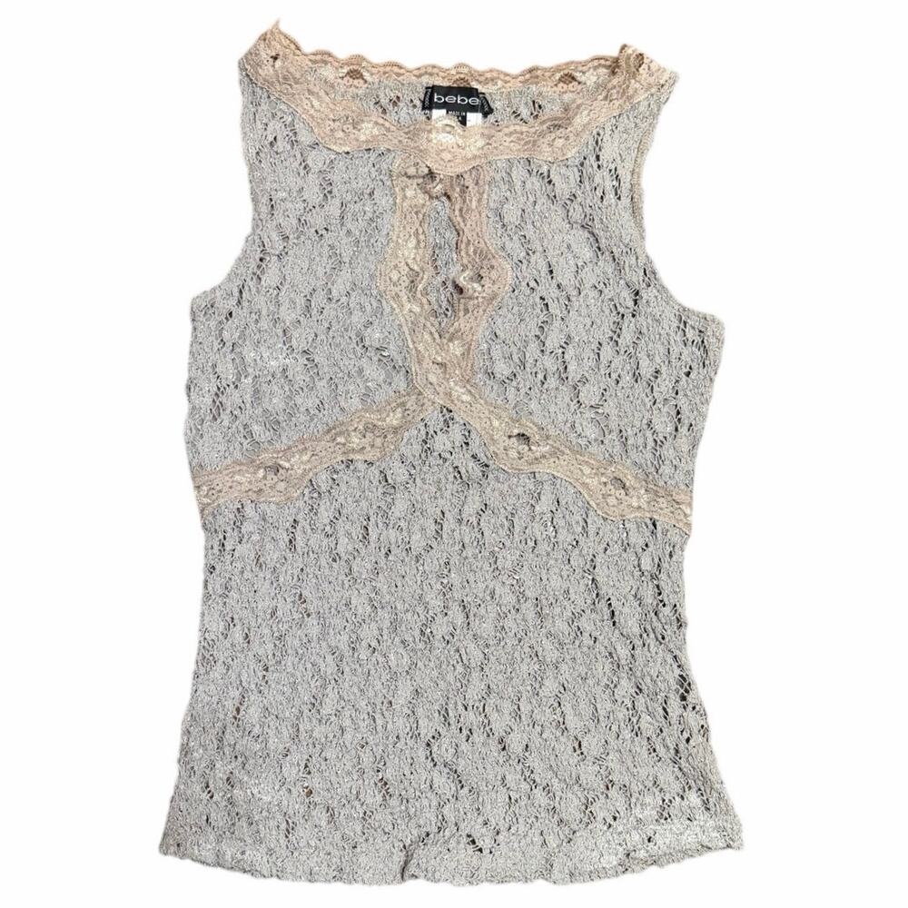Vintage Y2K Dead Stock Bebe Lace Keyhole Top size large